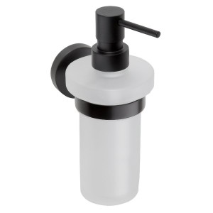 SAPHO XR101B X-ROUND BLACK wiszący dozownik mydła 230ml, szkło mleczne, czarny mat