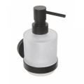 X-ROUND BLACK dozownik mydła 200ml, szkło mleczne, czarny mat