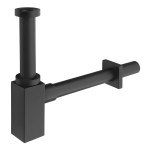 SAPHO SI415 Syfon umywalkowy 5/4", odpływ 32mm, kwadratowy, czarny mat