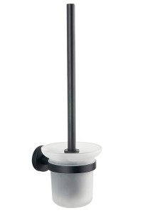 AQUALINE SB208 SAMBA wisząca szczotka do WC, szkło mleczne, czarny mat