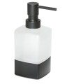 LOUNGE dozownik mydła do postawienia, 280 ml, szkło mleczne, czarny mat