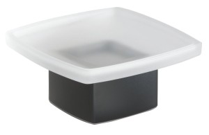 Gedy 545114 LOUNGE mydelniczka do postawienia, szkło mleczne, czarny mat