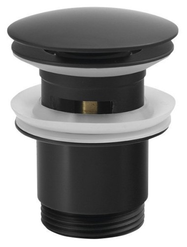 Odpływ umywalkowy 5/4“, klik-klak, duży korek, 30-45mm, czarny mat
