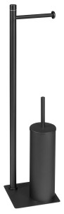 Gedy TR3214 TRILLY stojak z wieszakiem na papier toaletowy oraz szczotką WC, czarny mat