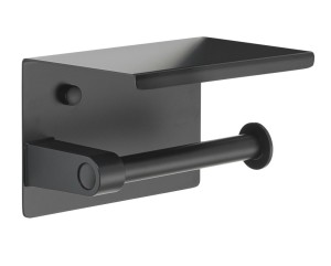 Gedy 283914 Wieszak na papier toaletowy z półką, czarny mat