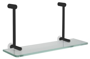 SAPHO 1301-15B Półka szklana do powieszenia na kabinie prysznicowej 400x180x125mm, czarny mat