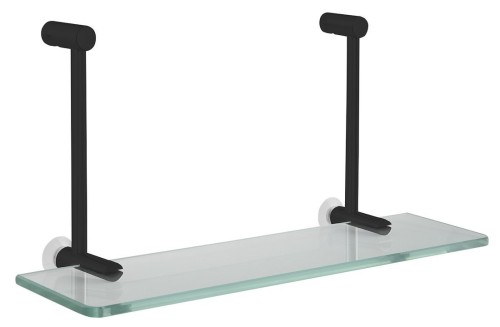 Półka szklana do powieszenia na kabinie prysznicowej 400x180x125mm, czarny mat