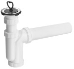 BRUCKNER Syfon zlewozmywakowy 6/4", nierdzewne sitko, korek z uchem, DN50, biały 155.117.0