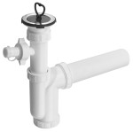 BRUCKNER Syfon zlewozmywakowy z przyłącze do pralki 6/4", nierdzewne sitko, korek z uchem, DN50, biały 155.118.0