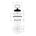 Sitko spustowe zlewozmywakowe 6/4", korek z uchem