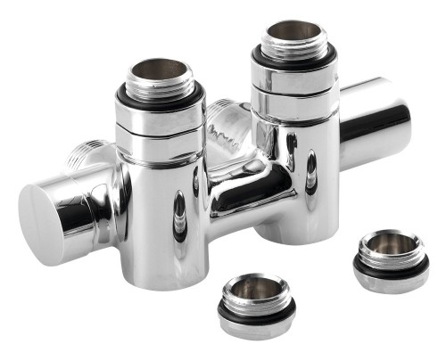 TWIN COMBI zestaw przyłączeniowy zespolony, prawy, rozstaw 50mm, chrom
