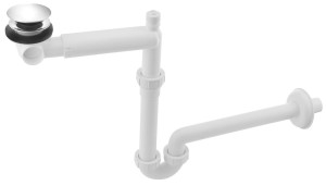 BRUCKNER URBINO syfon umywalkowy oszczędzający miejsce, korek klik-klak, 5/4", odpływ 32mm, biały 151.133.0