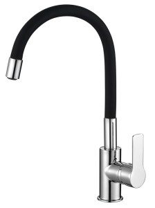 AQUALINE 1106-70 LORE bateria kuchenna z elastyczną wylewką, czarny/chrom