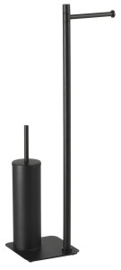Gedy 113214 ARTU Stojak z wieszakiem na papier toaletowy oraz szczotką do WC, czarny