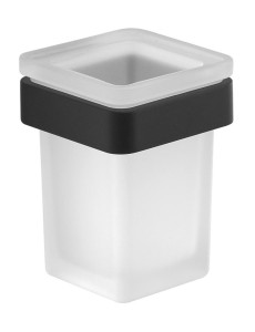 Gedy A81014 SAMOA kubek, szkło mleczne, czarny mat