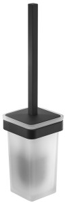 Gedy A83314 SAMOA wisząca szczotka do WC, szkło mleczne, czarny mat