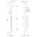 Zestaw prysznicowy, przesuwny uchwyt 700mm, czarny mat