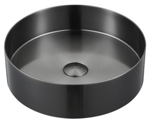 SAPHO AU101 AURUM umywalka ze stali nierdzewnej, średnica 38cm, z korkiem, gun metal