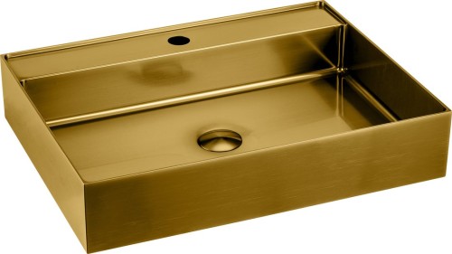 AURUM umywalka ze stali nierdzewnej 55x42cm, z korkiem, złoto mat