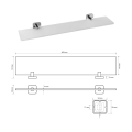 INSIA półka szklana 600x50x132mm, chrom