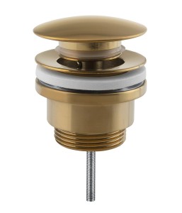 SAPHO CV1002GB Odpływ umywalkowy 5/4”, klik-klak, duży korek, 10-55mm, złoto mat