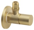 Zawór kątowy z nakrętką, okrągły,  1/2"x 3/8", złoto mat