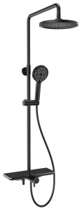 AQUALINE SL210B ARONA zestaw prysznicowy z baterią, wylewka, czarny mat