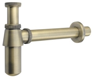AQUALINE 9686 RETRO Syfon umywalkowy 5/4", odpływ 32mm, ciemny brąz