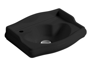 Kerasan 103331SX RETRO umywalka ceramiczna 41x30cm, otwór na baterię z lewej strony, bez przelewu, czarny mat