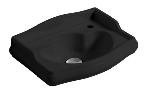 Kerasan 103331DX RETRO umywalka ceramiczna 41x30cm, otwór na baterię z prawej strony, bez przelewu, czarny mat
