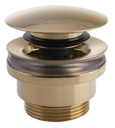 Odpływ umywalkowy 5/4", silent klik-klak, duży korek, 5-55 mm, złoto