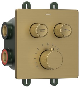 SAPHO RP042GB SMART SELECT bateria prysznicowa termostatyczna podtynkowa, box, 2 wyjścia, złoty mat