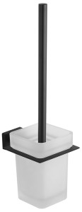 AQUALINE 1416-08B APOLLO wisząca szczotka do WC, mleczne szkło, czarny mat