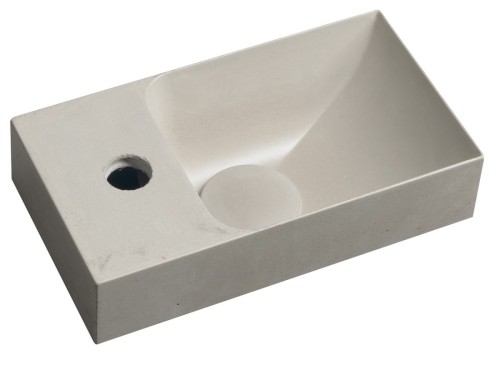 PICCOLINO umywalka betonowa, 30,8x17cm, bateria w lewo, piaskowy