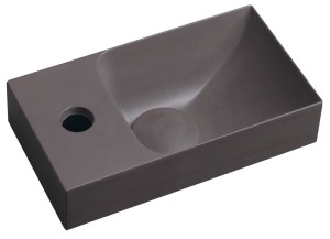SAPHO PK30015 PICCOLINO umywalka betonowa, 30,8x17cm, bateria z lewej strony, ciemny brąz