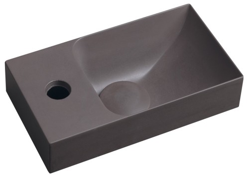 PICCOLINO umywalka betonowa, 30,8x17cm, bateria z lewej strony, ciemny brąz