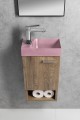 PICCOLINO umywalka betonowa, 30,8x17cm, bateria z lewej strony, różowy
