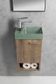 PICCOLINO umywalka betonowa, 30,8x17cm, bateria z lewej strony, zielony