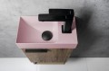 PICCOLINO umywalka betonowa, 30,8x17cm, bateria z prawej strony, różowy