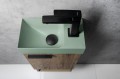 PICCOLINO umywalka betonowa, 30,8x17cm, bateria z prawej strony, zielony