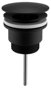 SAPHO CV3004B Odpływ umywalkowy 5/4'', niezamykany, duży korek, 5-65mm, czarny mat