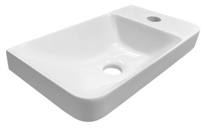 SAPHO ZB402 ZORBA umywalka kompozytowa 40x22cm, bateria po prawej stronie, biały