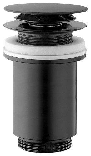 Korek umywalkowy 5/4“, klik-klak, duży grzybek, max 80mm, czarny mat