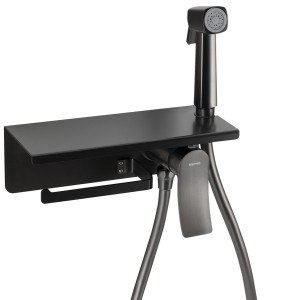 SAPHO TJ040GM Bateria bidetowa podtynkowa ze słuchawką, wężem i uchwytem na papier toaletowy, gun metal