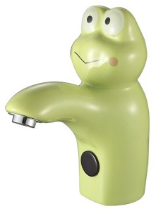 SAPHO PS402G Bateria sensorowa stojąca ceramiczna 6V DC (4xAA), żaba, zielony