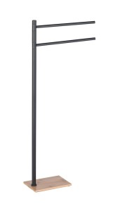 Gedy TR3141 TRILLY stojak z wieszakiem na ręczniki, czarny mat/bambus