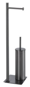 Gedy TR3281 TRILLY Stojak z wieszakiem na papier toaletowy oraz szczotką WC, gun metal
