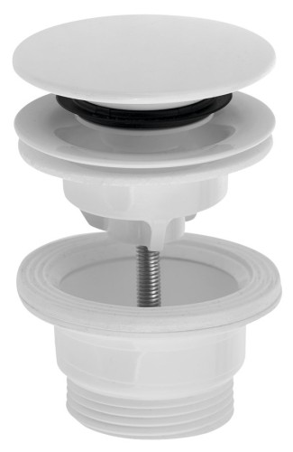 Korek umywalkowy 5/4“, klik-klak, duży grzybek, ABS/biały