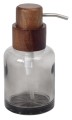 FIGO dozownik mydła 300ml, szkło dymione/drewno