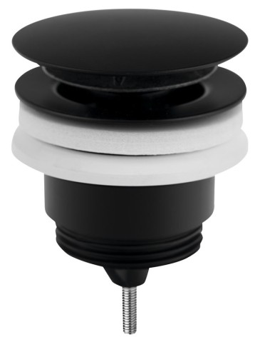 Odpływ umywalkowy 5/4”, klik-klak, duży korek, 10-45mm, czarny mat